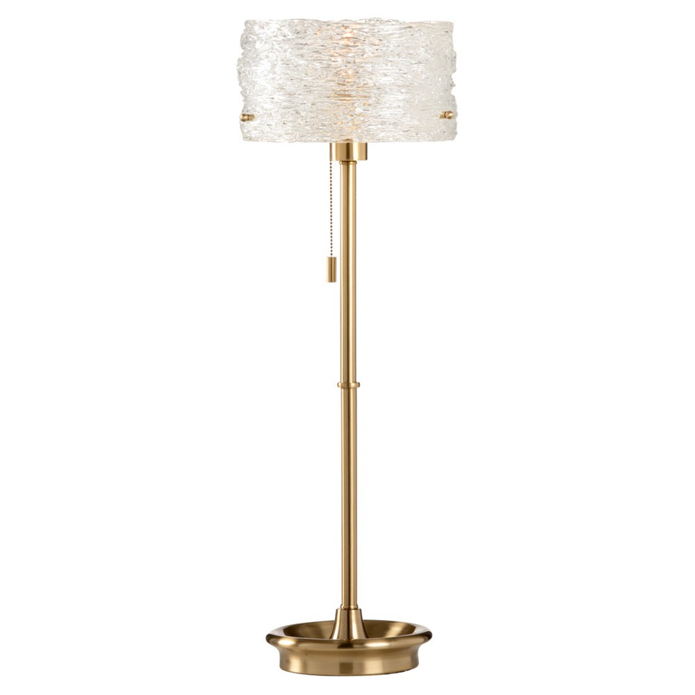 Wilder Hollywood Regency Antique Brass Metal Clear Spun Glass Shade Table Lamp